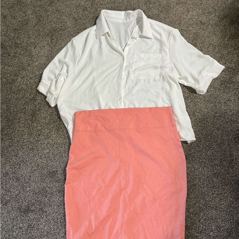 Hybrid & Co Women’s Size 3X Peach Knit Pencil Skirt Pull-On Stretch Back Slit - Picture 2 of 3
